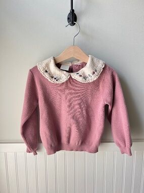 Zara Pink Embroidered Collar Sweater